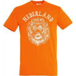 T-shirt Nederland Leeuw Print | Oranje Shirt | Koningsdag Kleding | Oranje | maat XS